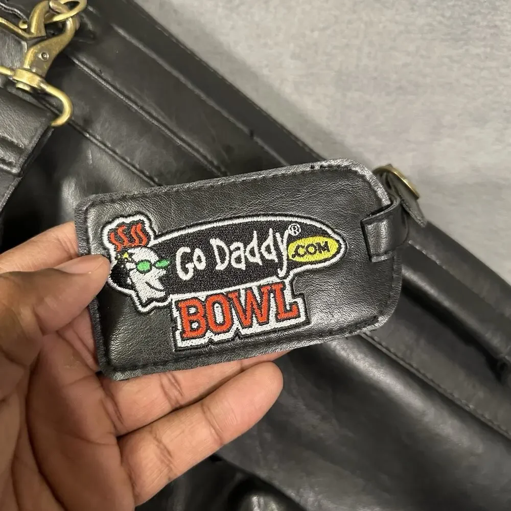 GoDaddy Bowl Black Leather Garment Bag Suit Travel Carry On Shoulder Case